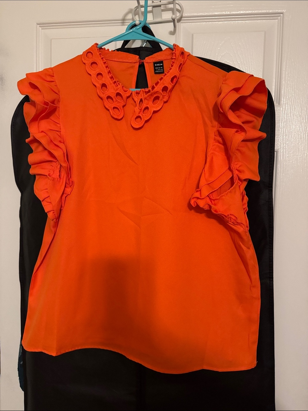 Sleeveless Ruffle Collar Top in Bright Orange - Chic Work-to-Weekend Blouse